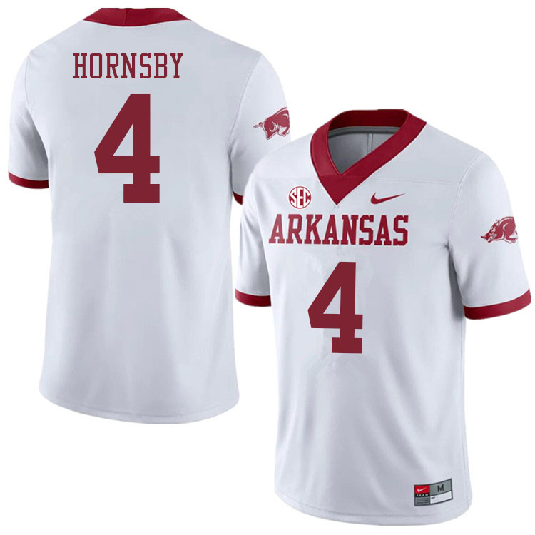 Men #4 Malik Hornsby Arkansas Razorbacks College Football Jerseys Sale-Alternate White - Click Image to Close